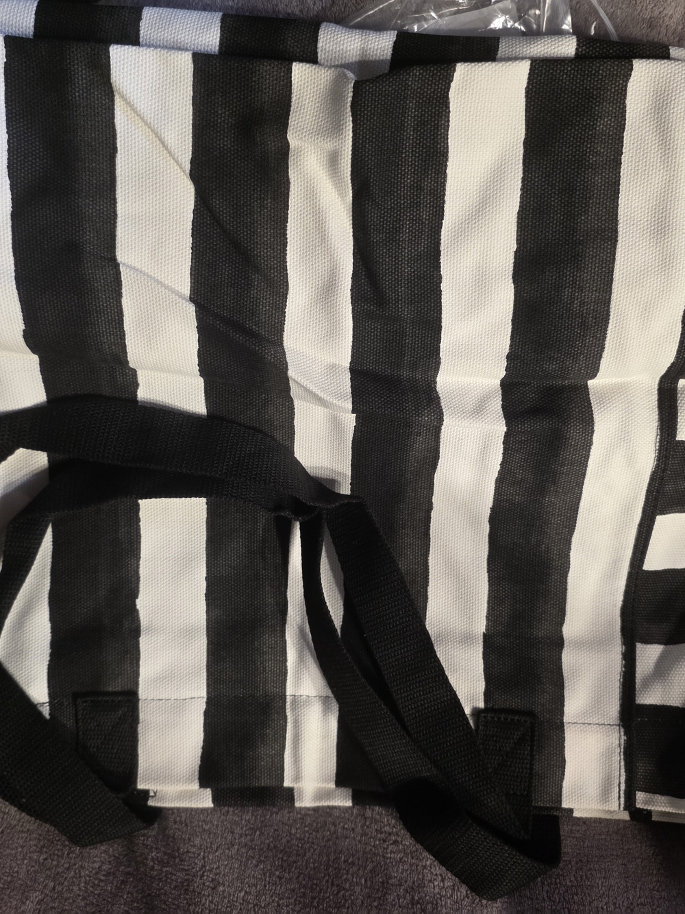 Thirty-one Black & White Striped Canvas Tote Bag - Picture 4 of 7